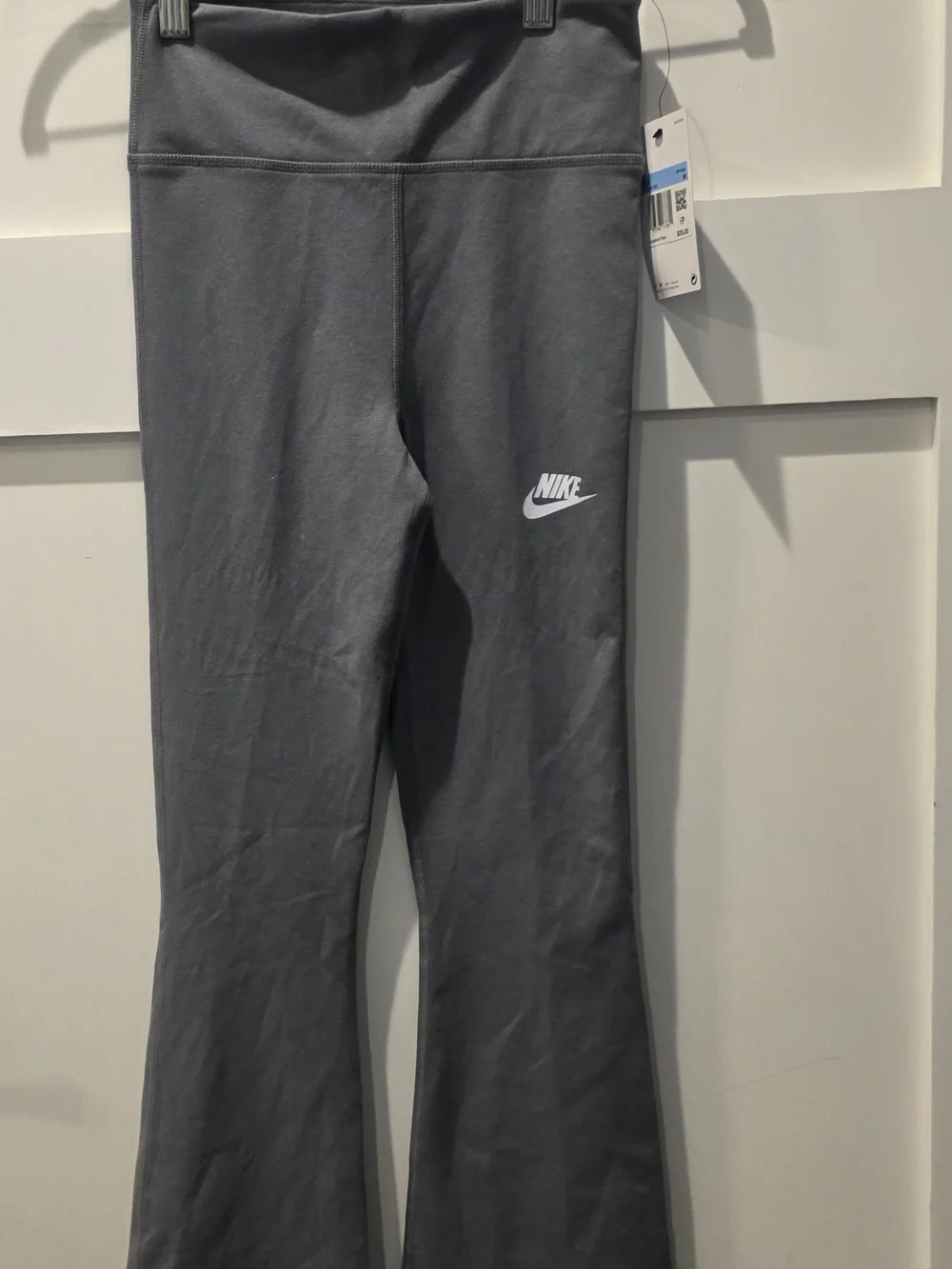 Nike Girl's Flare Leg Leggings NEW Gray High Rise Youth Kids Y2K